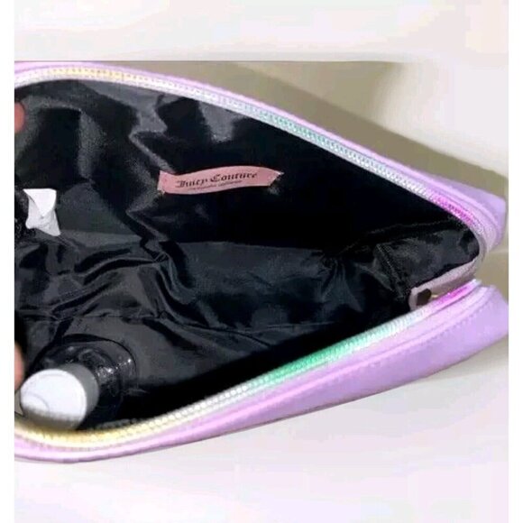 JUICY COUTURE PU Cosmetic Bag So Juicy Nail Polish Graphic Lilac Toiletry Bottle - Picture 8 of 12